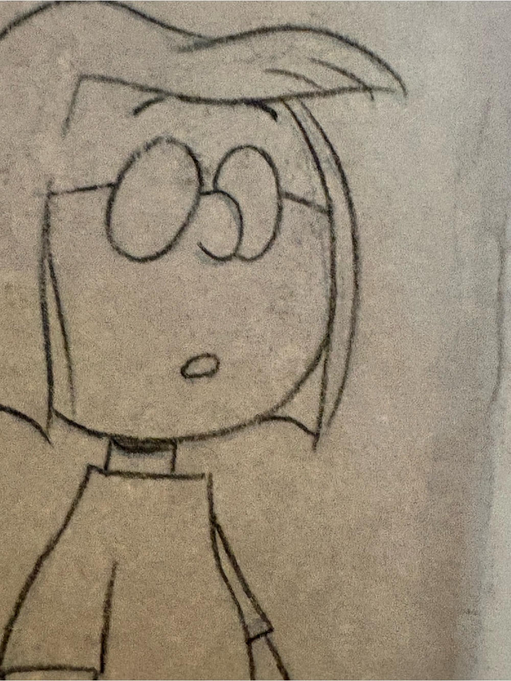 Marcie/ Peanuts Hand-Drawn Cartoon Character Sketch - Black Pencil on Paper